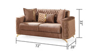 Luna Modern Style Loveseat In Copper Copper Wood Primary Living Space Contemporary,Modern Upholstered Wood