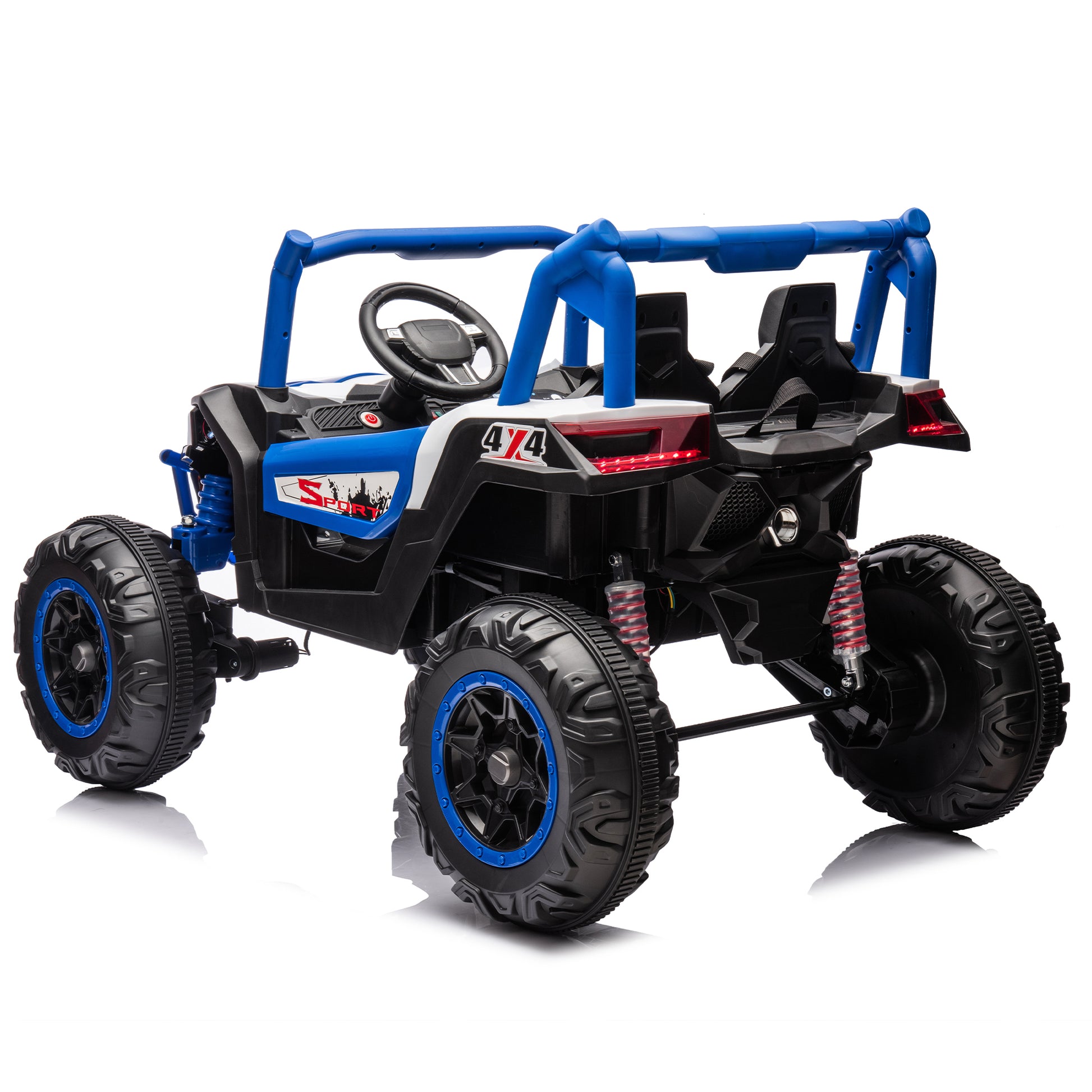 24V Ride On Xxl Utv Car For Kid,2Seater With Two Safety Belts, Side By Side 4X4 Ride On Off Road Truck With Parent Remote Control, Battery Powered Electric Car W High Low Speed, Two Safety Belts. Blue Polyethylene