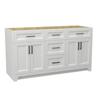 60 Inch Solid Wood Bathroom Vanity Without Top Sink, Modern Bathroom Vanity Base Only, Birch Solid Wood And Plywood Cabinet, Bathroom Storage Cabinet With Double Door Cabinet And 3 Drawers, White 3 White 4 5 48 In & Above 36 To 59 In Soft Close Doors