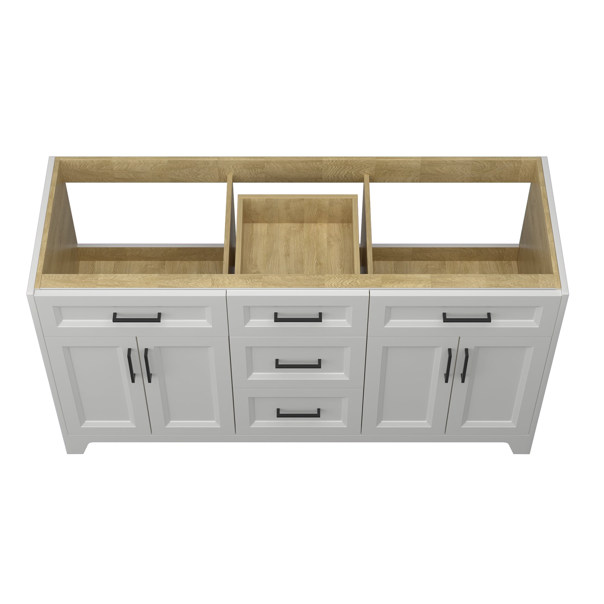 60 Inch Solid Wood Bathroom Vanity Without Top Sink, Modern Bathroom Vanity Base Only, Birch Solid Wood And Plywood Cabinet, Bathroom Storage Cabinet With Double Door Cabinet And 3 Drawers Light Gray 3 Light Gray 4 5 48 In & Above 36 To 59 In Soft Close