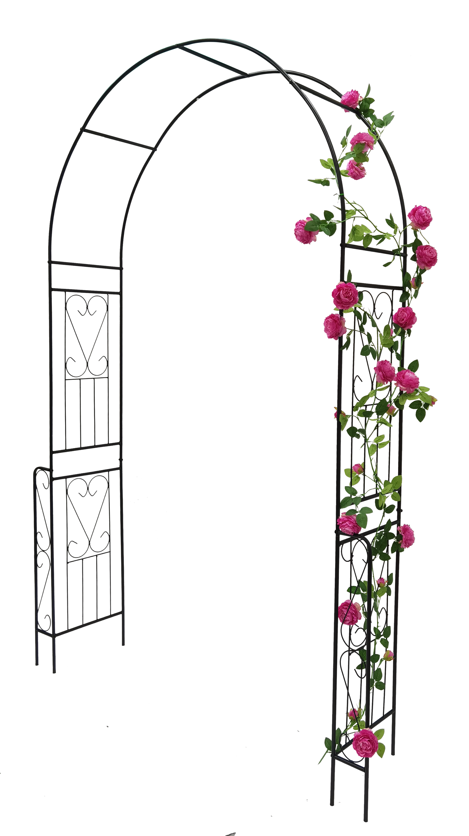 Metal Garden Arch W55'' X H94.5'' Garden Arbor Trellis Climbing Plants Support Rose Arch Outdoor Arch Black Black Iron