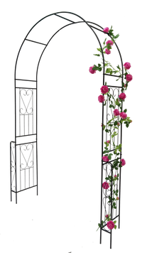 Metal Garden Arch W55'' X H94.5'' Garden Arbor Trellis Climbing Plants Support Rose Arch Outdoor Arch Black Black Iron