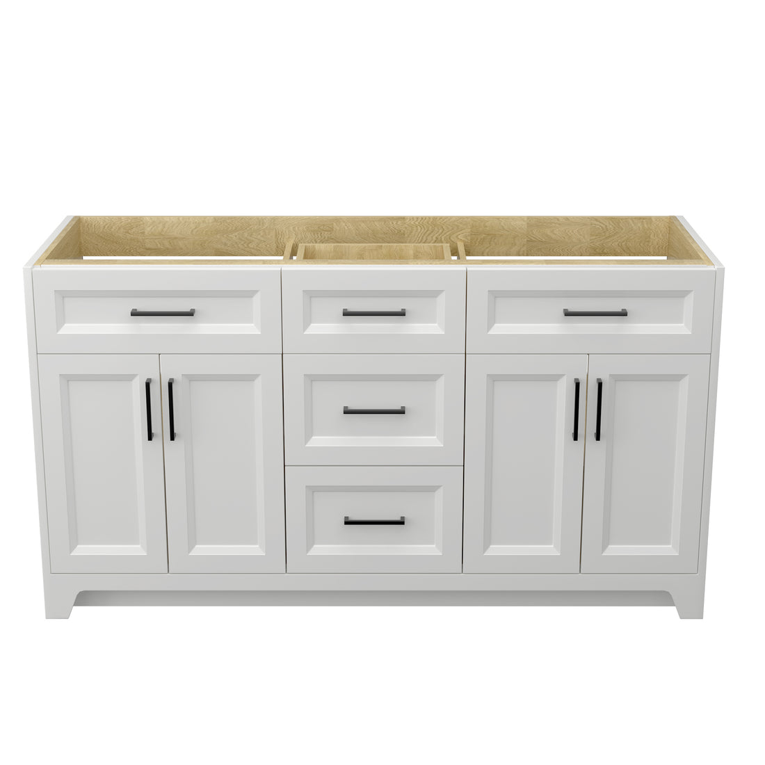 60 Inch Solid Wood Bathroom Vanity Without Top Sink, Modern Bathroom Vanity Base Only, Birch Solid Wood And Plywood Cabinet, Bathroom Storage Cabinet With Double Door Cabinet And 3 Drawers, White 3 White 4 5 48 In & Above 36 To 59 In Soft Close Doors