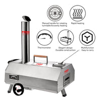 Semi Automatic Silver 12 Outdoor Pizza Oven Portable Wood Fired Pizza Oven Outdoor Cooking Pizza Maker Portable Pizza Oven For Authentic Stone Baked Pizzas Silver Garden & Outdoor American Design Stainless Steel Stainless Steel