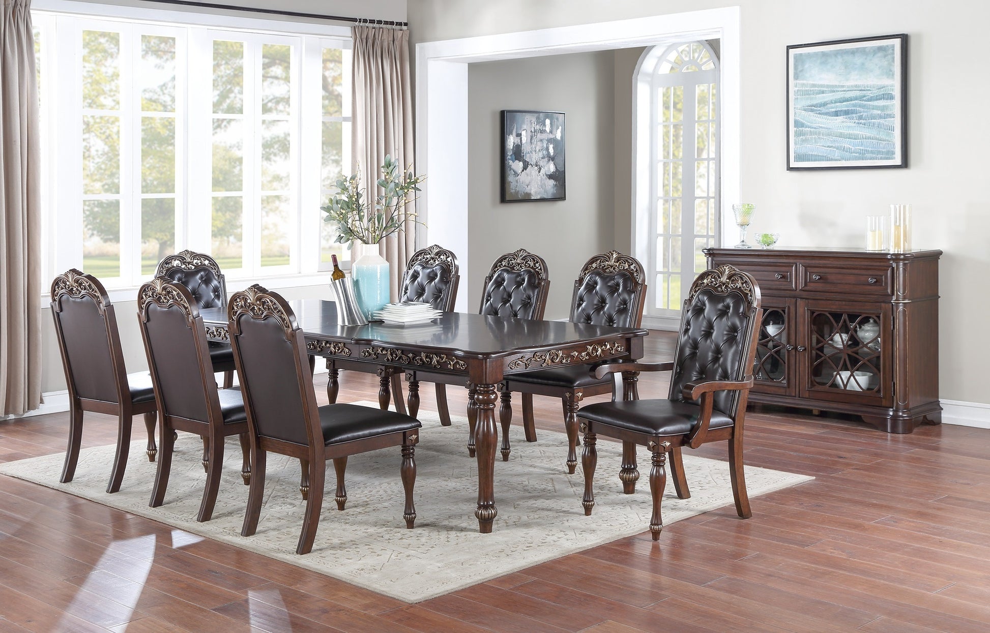 Formal 1Pc Dining Table W 2X Leaves Only Brown Finish Antique Design Rubberwood Large Family Dining Room Furniture Brown Brown Dining Room Antique,Traditional Rubberwood Rectangular Kitchen & Dining Tables Rubber Wood