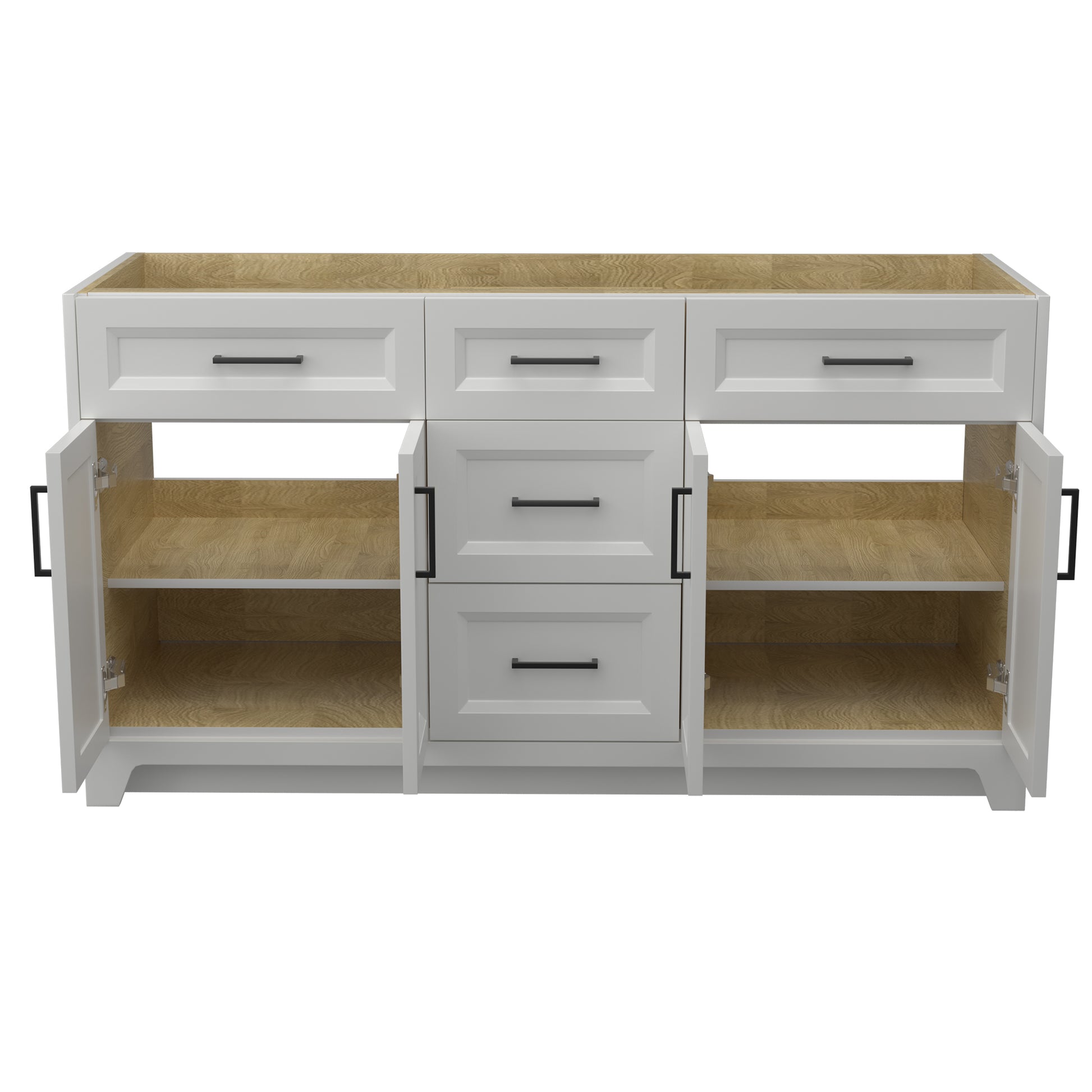 60 Inch Solid Wood Bathroom Vanity Without Top Sink, Modern Bathroom Vanity Base Only, Birch Solid Wood And Plywood Cabinet, Bathroom Storage Cabinet With Double Door Cabinet And 3 Drawers Light Gray 3 Light Gray 4 5 48 In & Above 36 To 59 In Soft Close