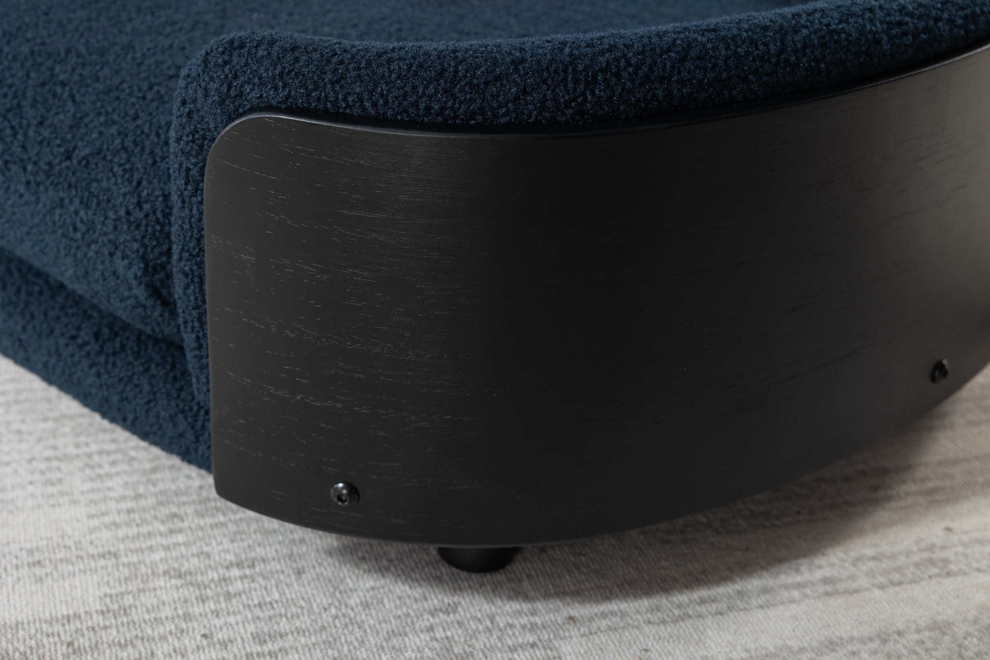 Scandinavian Style Elevated Dog Bed Pet Sofa With Solid Wood Legs And Black Bent Wood Back, Cashmere Cushion,Large Size Dark Blue Foam Solid Wood