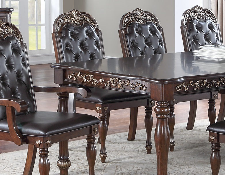 Formal 1Pc Dining Table W 2X Leaves Only Brown Finish Antique Design Rubberwood Large Family Dining Room Furniture Brown Brown Dining Room Antique,Traditional Rubberwood Rectangular Kitchen & Dining Tables Rubber Wood