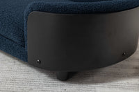 Scandinavian Style Elevated Dog Bed Pet Sofa With Solid Wood Legs And Black Bent Wood Back, Cashmere Cushion,Mid Size Dark Blue Foam Solid Wood