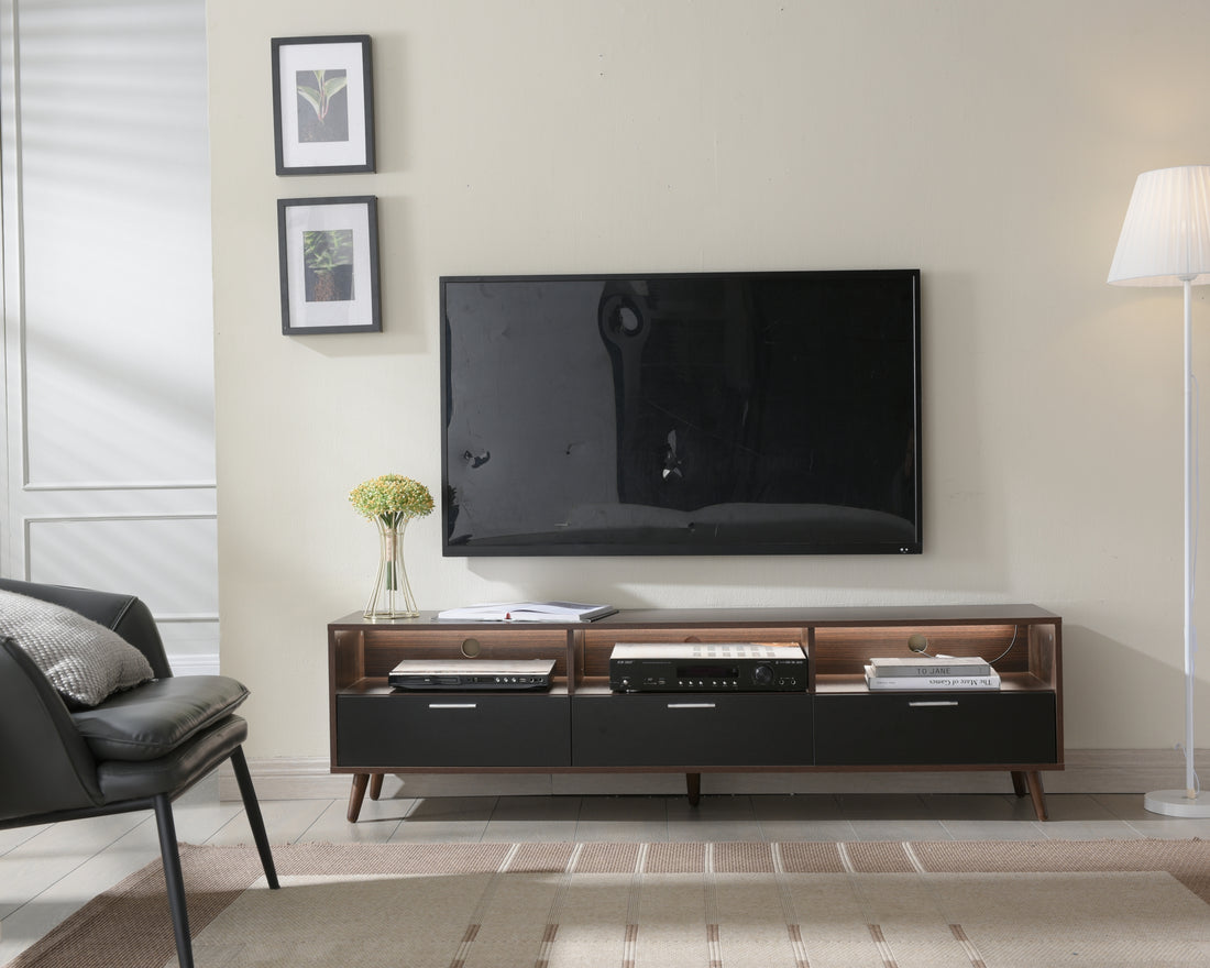 Led Tv Stand Led Entertainment Center With Storage Modern Led Media Console Tables Led Tv Cabinet For Living Room Bedroom And Office Walnut Wood 60 69 Inches 60 69 Inches Modern 65 Inches Engineered Wood