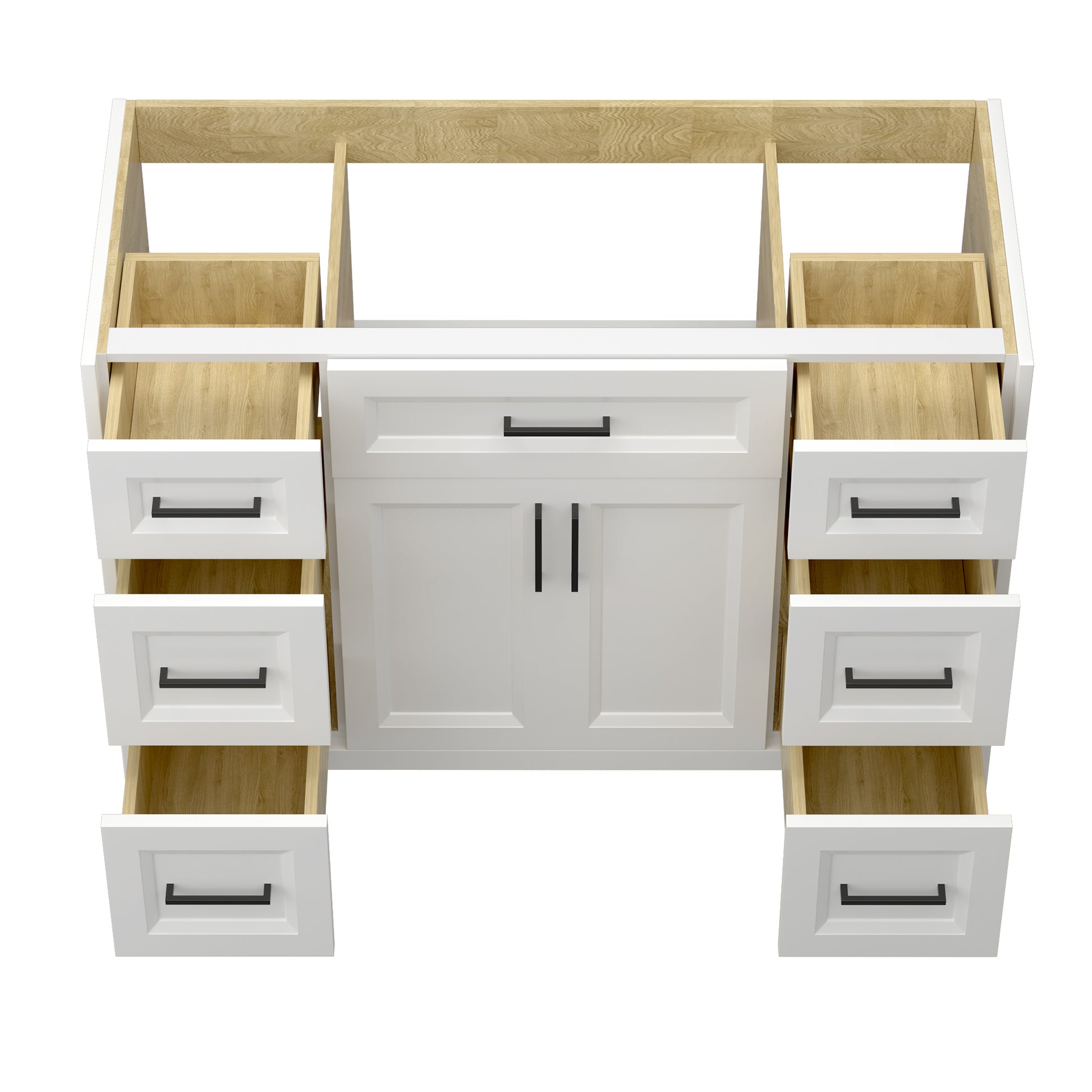 Solid Wood 48 Inch Bathroom Vanity Without Top Sink, Modern Bathroom Vanity Base Only, Birch Solid Wood And Plywood Cabinet, Bathroom Storage Cabinet With Double Door Cabinet And 6 Drawers, White 4 White 4 5 48 In & Above 32 To 35 In Soft Close Doors