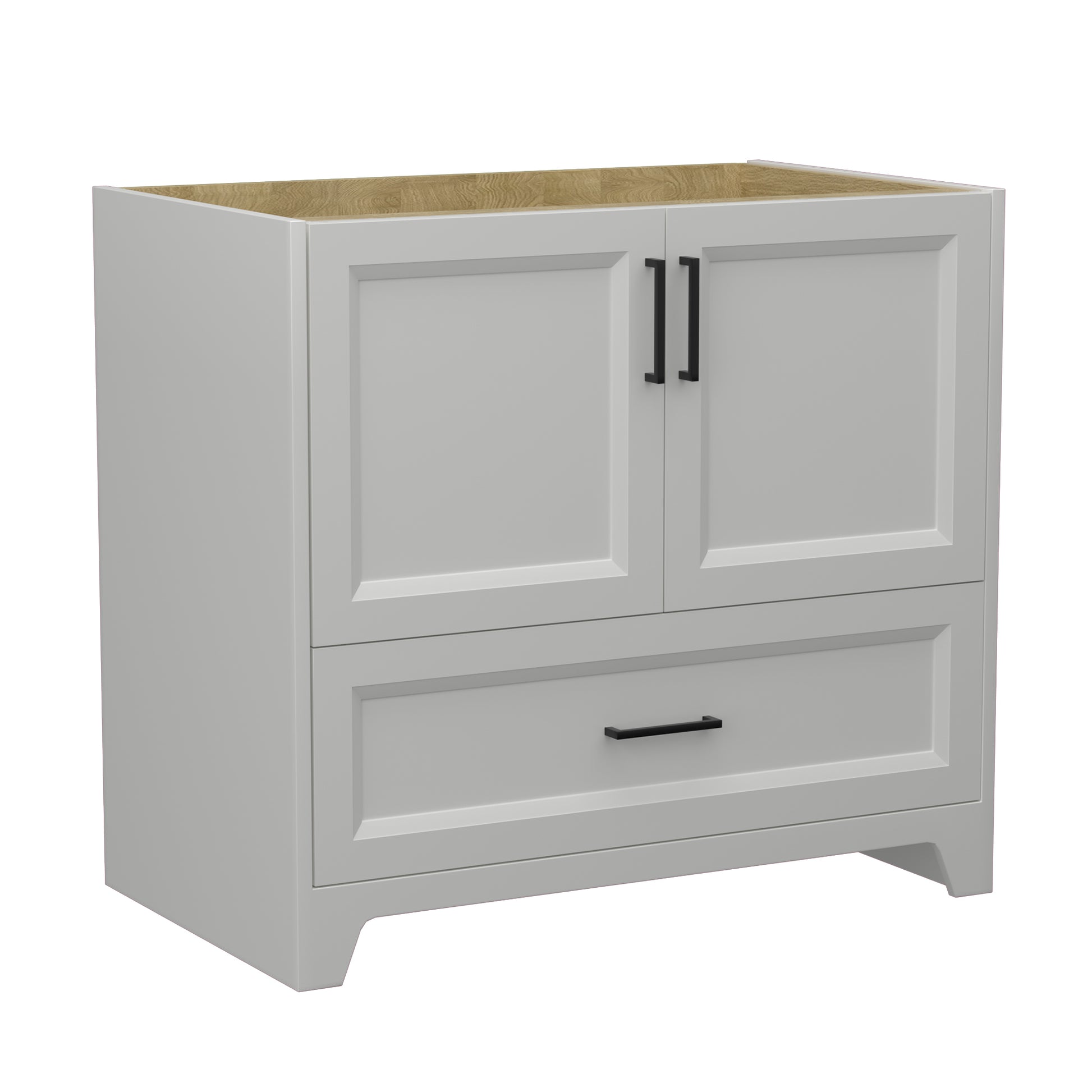 36 Inch Solid Wood Bathroom Vanity Without Top Sink, Modern Bathroom Vanity Base Only, Birch Solid Wood And Plywood Cabinet, Bathroom Storage Cabinet With Double Door Cabinet And 1 Drawer Light Gray 1 Light Gray 2 2 48 In & Above 36 To 59 In Soft Close