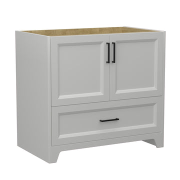 36 Inch Solid Wood Bathroom Vanity Without Top Sink, Modern Bathroom Vanity Base Only, Birch Solid Wood And Plywood Cabinet, Bathroom Storage Cabinet With Double Door Cabinet And 1 Drawer Light Gray 1 Light Gray 2 2 48 In & Above 36 To 59 In Soft Close