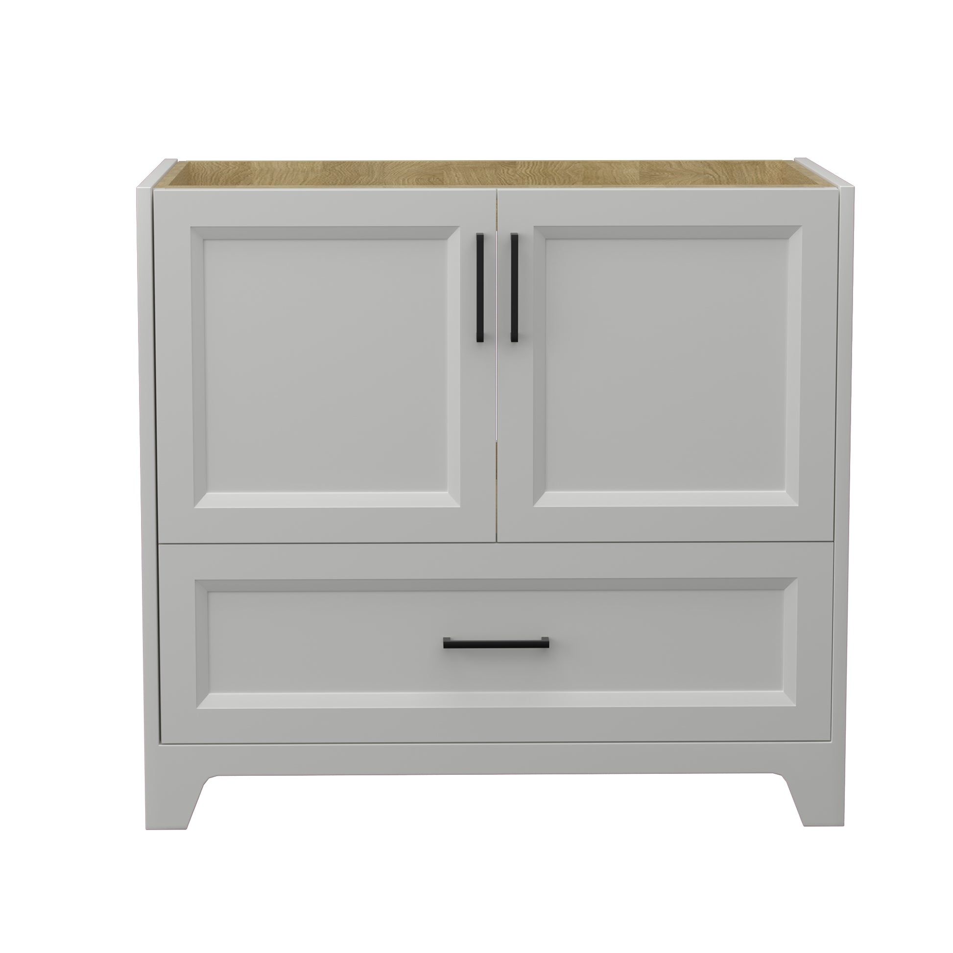 36 Inch Solid Wood Bathroom Vanity Without Top Sink, Modern Bathroom Vanity Base Only, Birch Solid Wood And Plywood Cabinet, Bathroom Storage Cabinet With Double Door Cabinet And 1 Drawer Light Gray 1 Light Gray 2 2 48 In & Above 36 To 59 In Soft Close