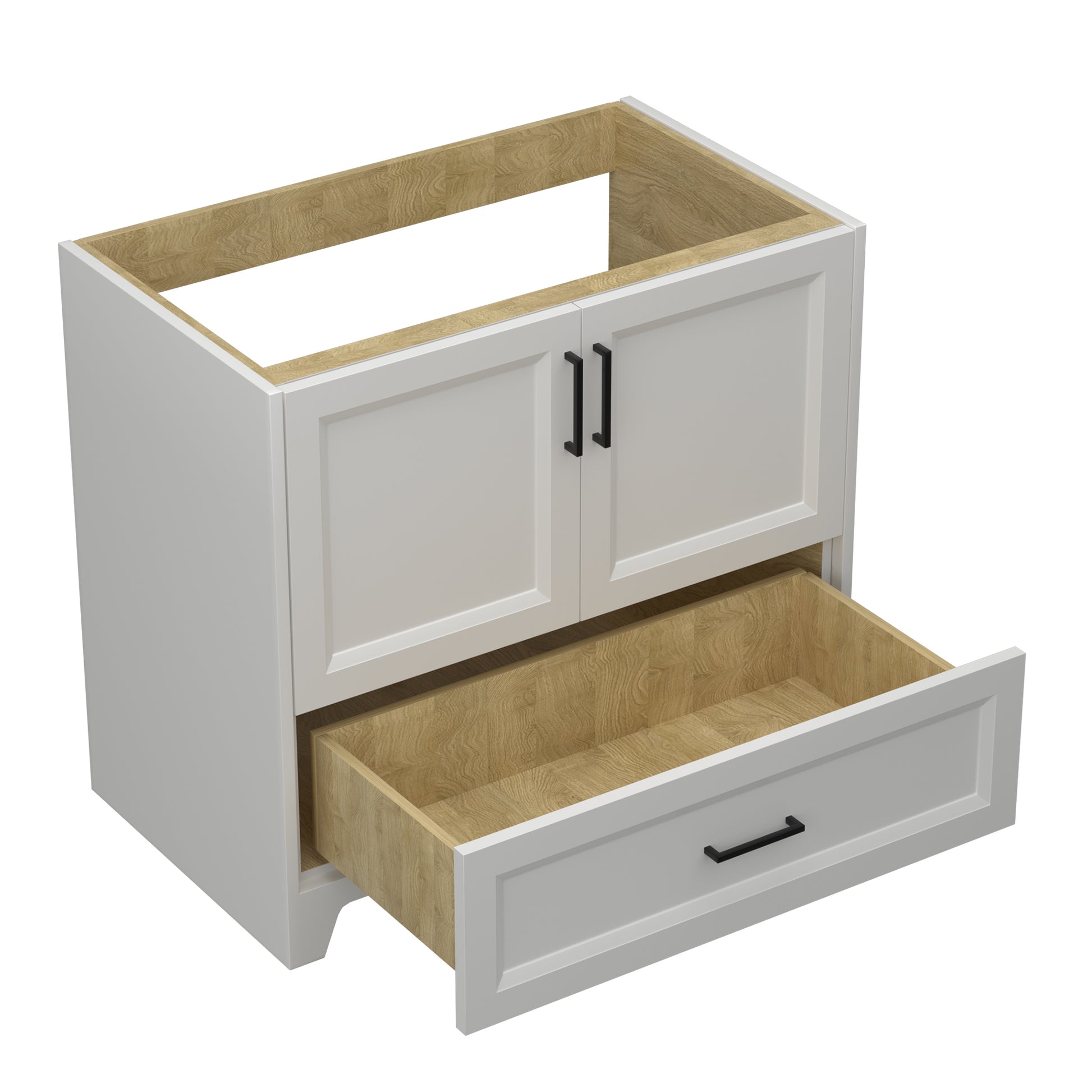 36 Inch Solid Wood Bathroom Vanity Without Top Sink, Modern Bathroom Vanity Base Only, Birch Solid Wood And Plywood Cabinet, Bathroom Storage Cabinet With Double Door Cabinet And 1 Drawer Light Gray 1 Light Gray 2 2 48 In & Above 36 To 59 In Soft Close