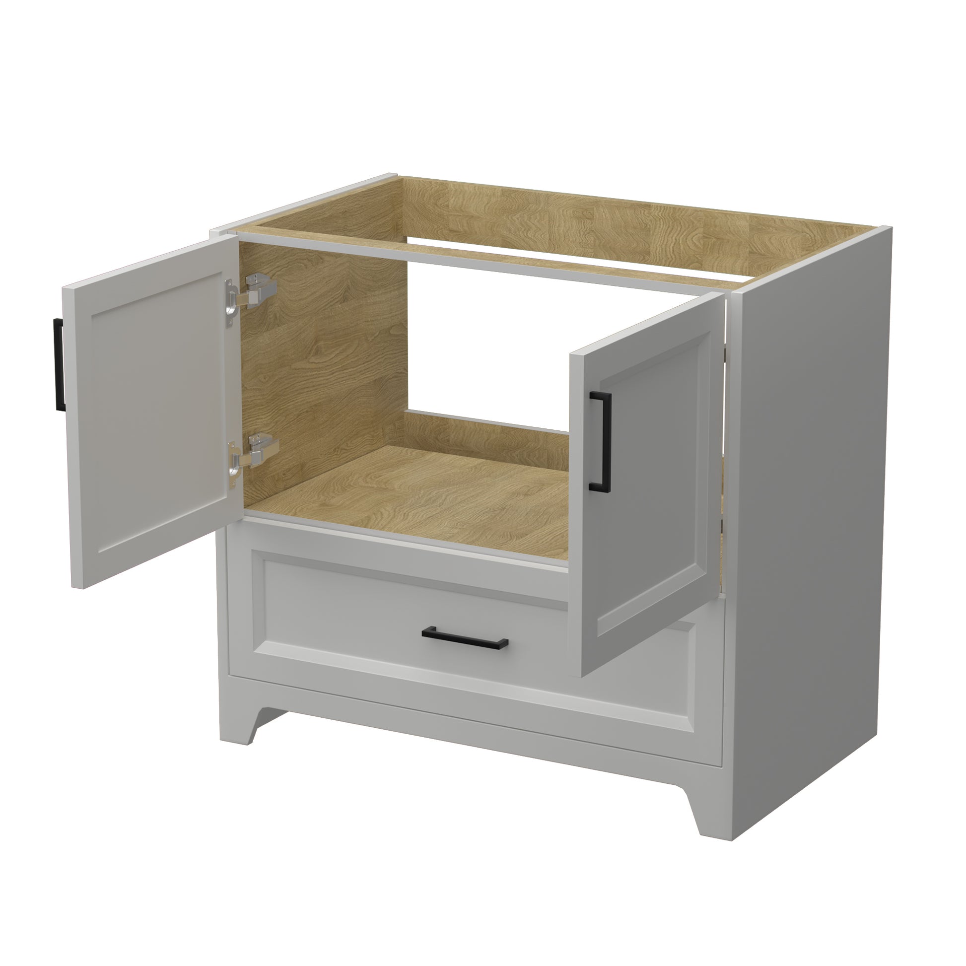 36 Inch Solid Wood Bathroom Vanity Without Top Sink, Modern Bathroom Vanity Base Only, Birch Solid Wood And Plywood Cabinet, Bathroom Storage Cabinet With Double Door Cabinet And 1 Drawer Light Gray 1 Light Gray 2 2 48 In & Above 36 To 59 In Soft Close