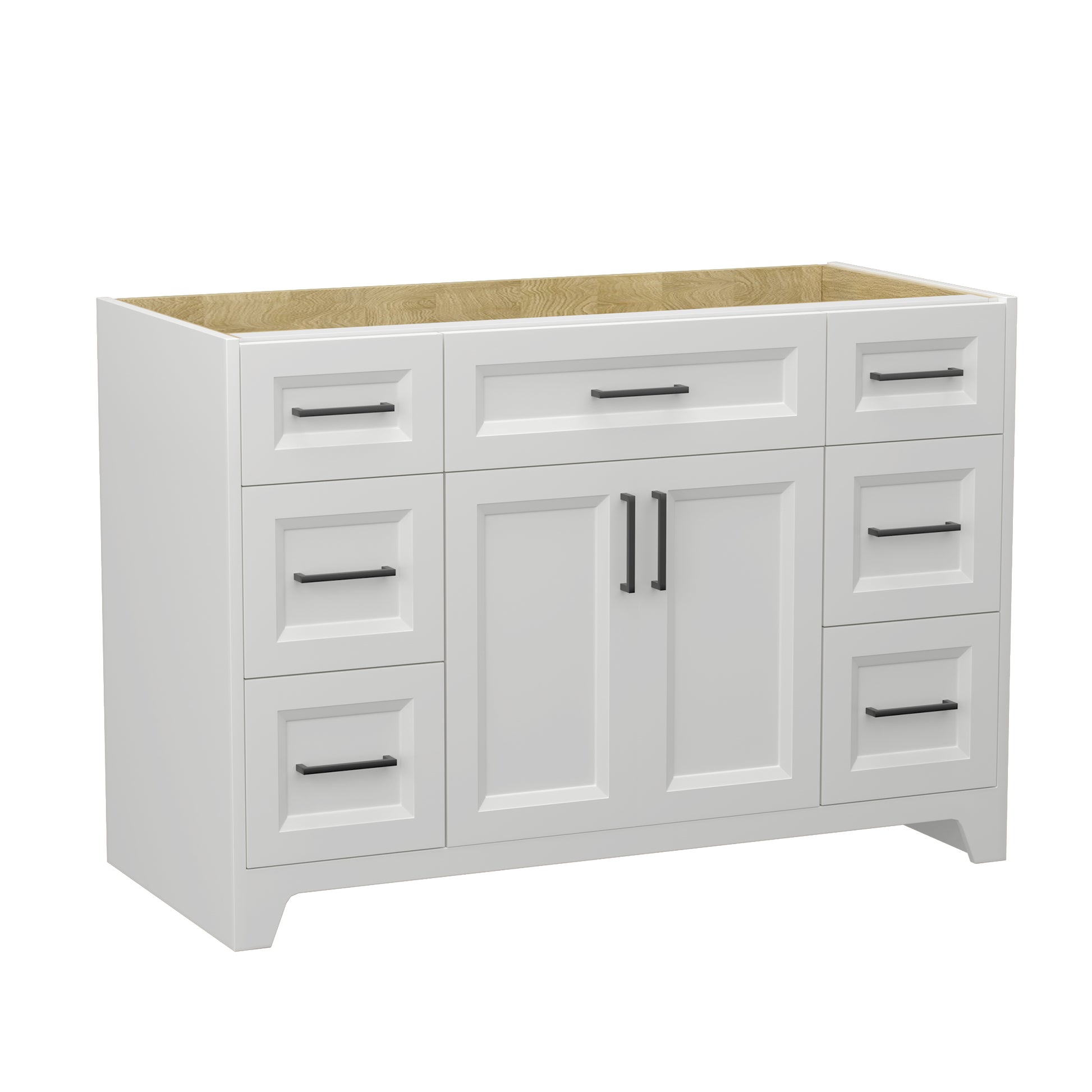 Solid Wood 48 Inch Bathroom Vanity Without Top Sink, Modern Bathroom Vanity Base Only, Birch Solid Wood And Plywood Cabinet, Bathroom Storage Cabinet With Double Door Cabinet And 6 Drawers, White 4 White 4 5 48 In & Above 32 To 35 In Soft Close Doors