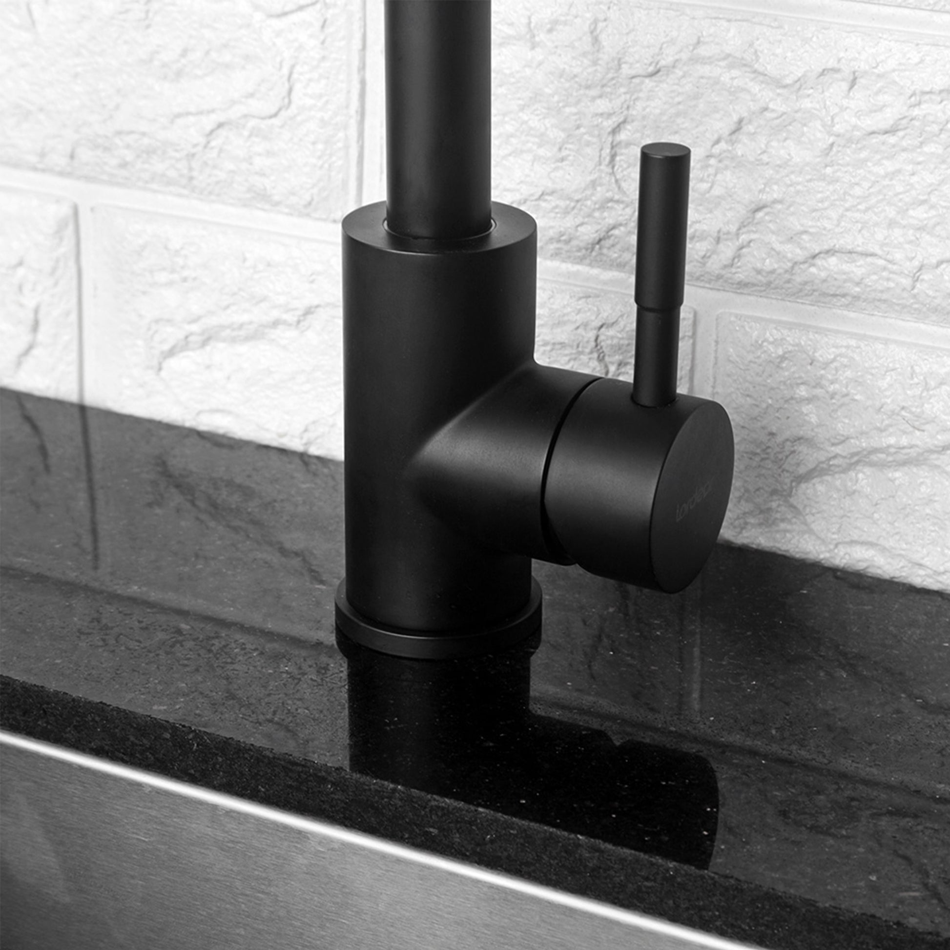 Kitchen Sink Faucet With Single Handles, Black Matte Black Stainless Steel