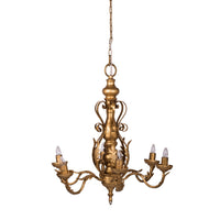 6 Light 25.5" Metal Chandelier, Hanging Light Fixture With Adjustable Chain For Kitchen Dining Room Foyer Entryway, Bulb Not Included Gold Iron