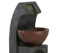 9.4X9.1X23.8" Black And Brown Sculptural Water Fountain With Bowl Basin, With Light And Pump, For Indoor And Outdoor Brown Black Garden & Outdoor Casual,Contemporary,Industrial,Mix Match,Rustic Polyresin