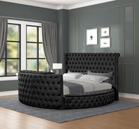 Maya Modern Style Crystal Tufted King 4Pc Bed Room Set Made With Wood In Black Box Spring Not Required King Black Wood 4 Piece Set Bedroom Bed Included,Dresser Included,Mirror Included,Nightstand Included Modern Upholstered Tufted Wood