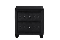 Monica Luxurious Four Poster Queen 5 Pc Bedroom Set Made With Wood In Black Box Spring Not Required Queen Black Wood 5 Piece Set Bedroom Modern Upholstered Velvet Tufted Wood