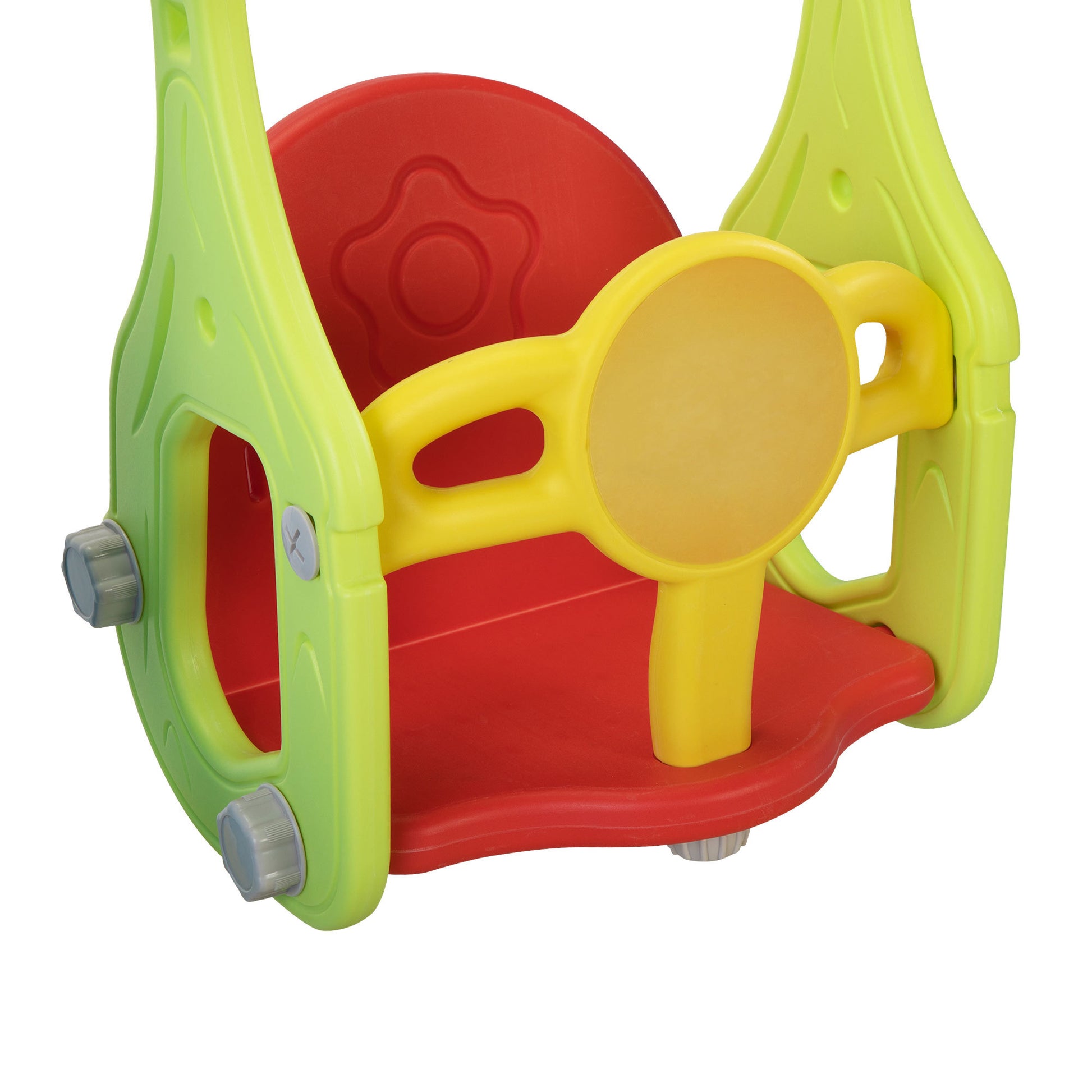 5 In 1 Slide And Swing Playing Set, Toddler Extra Long Slide With 2 Basketball Hoops, Football, Ringtoss, Indoor Outdoor Blue Yellow Hdpe