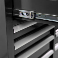 9 Drawers Multifunctional Tool Cart With Wheels And Wooden Top Black Steel