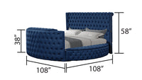 Maya Modern Style Crystal Tufted Queen Bed Made With Wood In Blue Box Spring Not Required Queen Blue Wood Bedroom Modern Slat Beds Upholstered Wood