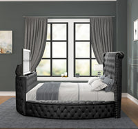 Maya Modern Style Crystal Tufted King 4Pc Bed Room Set Made With Wood In Black Box Spring Not Required King Black Wood 4 Piece Set Bedroom Bed Included,Dresser Included,Mirror Included,Nightstand Included Modern Upholstered Tufted Wood
