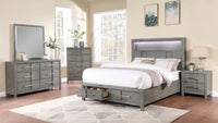 Kenzo Modern Style 6 Drawer Dresser Silver Coated Metal Handles Made With Wood In Gray Color Gray Bedroom Contemporary,Modern Solid Wood Mdf Wood