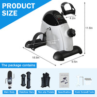 Mini Exercise Bike Rehabilitation Training Walking Machine Home Rehabilitation Maximum Weight 120Kg With Electronic Display And Instep Restraint Strap. Black White Iron Plastic