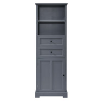 Bathroom Storage Cabinet, Tall Storage Cabinet With Two Drawers, Open Storage, Adjustable Shelf, Grey Grey Mdf