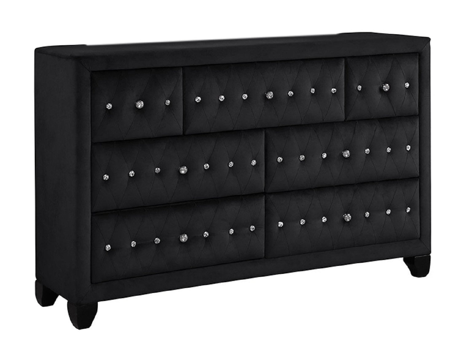 Monica Luxurious Four Poster Queen 5 Pc Bedroom Set Made With Wood In Black Box Spring Not Required Queen Black Wood 5 Piece Set Bedroom Modern Upholstered Velvet Tufted Wood