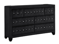 Monica Luxurious Four Poster Queen 5 Pc Bedroom Set Made With Wood In Black Box Spring Not Required Queen Black Wood 5 Piece Set Bedroom Modern Upholstered Velvet Tufted Wood