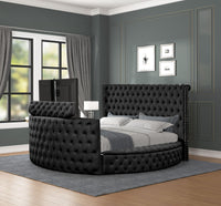 Maya Modern Style Crystal Tufted Queen 4Pc Bed Room Set Made With Wood In Black Box Spring Not Required Queen Black Wood 4 Piece Set Bedroom Bed Included,Dresser Included,Mirror Included,Nightstand Included Modern Upholstered Velvet Wood