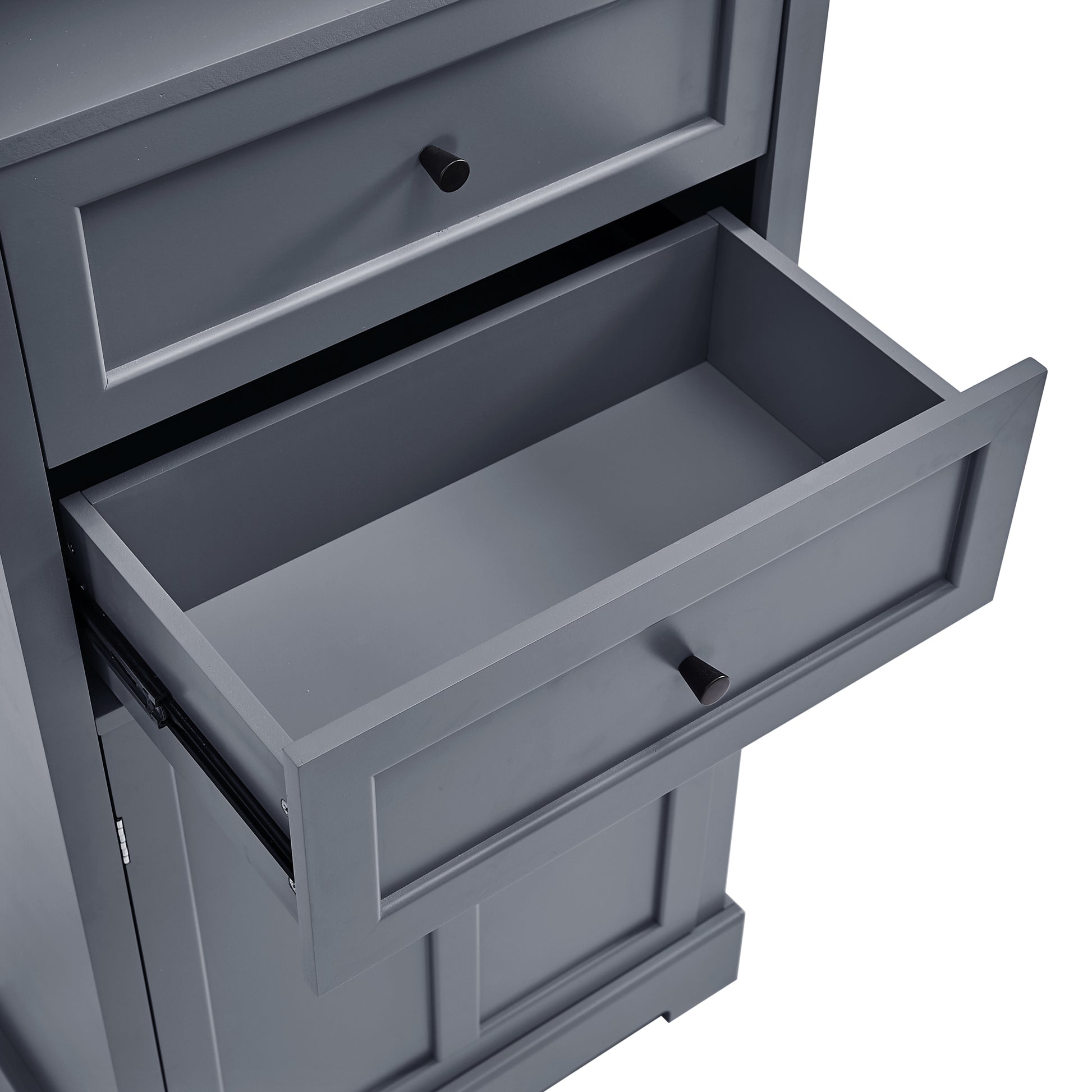 Bathroom Storage Cabinet, Tall Storage Cabinet With Two Drawers, Open Storage, Adjustable Shelf, Grey Grey Mdf