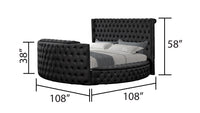 Maya Modern Style Crystal Tufted Queen 4Pc Bed Room Set Made With Wood In Black Box Spring Not Required Queen Black Wood 4 Piece Set Bedroom Bed Included,Dresser Included,Mirror Included,Nightstand Included Modern Upholstered Velvet Wood