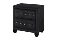 Maya Modern Style Crystal Tufted Queen 4Pc Bed Room Set Made With Wood In Black Box Spring Not Required Queen Black Wood 4 Piece Set Bedroom Bed Included,Dresser Included,Mirror Included,Nightstand Included Modern Upholstered Velvet Wood