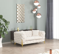 Contempo 3Pc Modern Living Room Set Made With Wood In Cream Cream Wood Primary Living Space Contemporary Faux Fur Wood