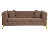 Contempo 2Pc Modern Buckle Fabric Living Room Set Made With Wood In Brown Brown Wood Primary Living Space Contemporary Faux Fur Wood