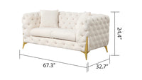 Contempo 3Pc Modern Living Room Set Made With Wood In Cream Cream Wood Primary Living Space Contemporary Faux Fur Wood