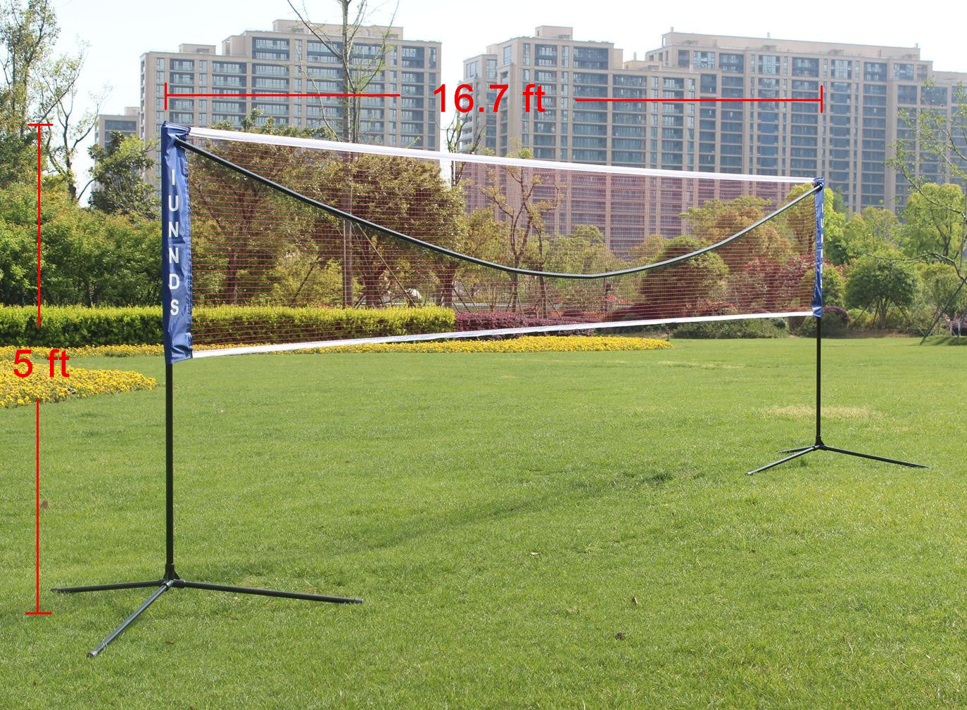 Portable Large Volleyball Net Badminton Net With Carrying Bag Stand Frame 17Ft Black Iron