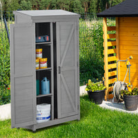 Outdoor Storage Cabinet And Metal Top,Garden Storage Shed,Outdoor 68 Inches Wood Tall Shed For Yard And Patio Gray Solid Wood