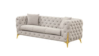 Contempo Modern Style Buckle Fabric Sofa Made With Wood In Gray Gray Wood Primary Living Space Contemporary Faux Fur Wood