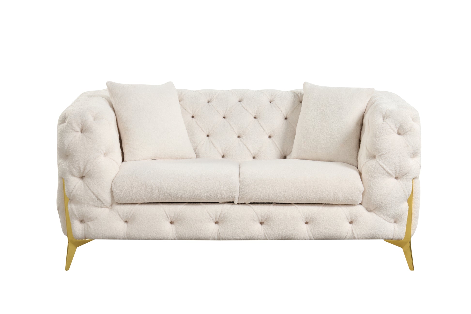 Contempo 3Pc Modern Living Room Set Made With Wood In Cream Cream Wood Primary Living Space Contemporary Faux Fur Wood