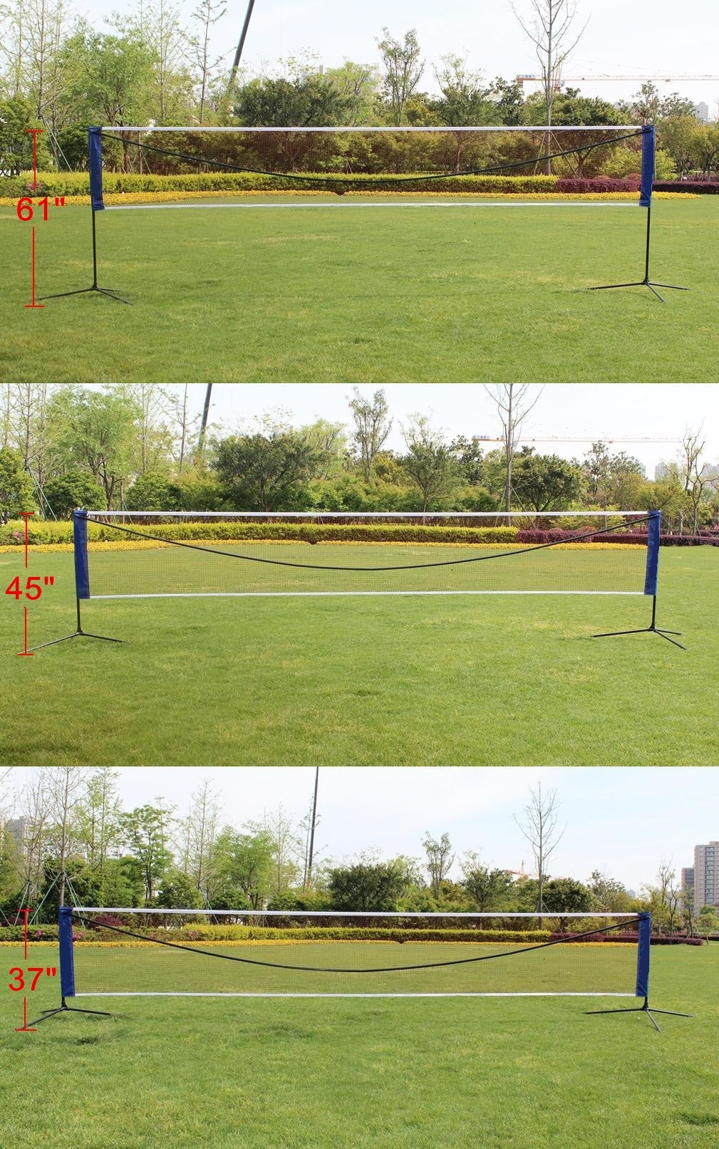 Portable Large Volleyball Badminton Tennis Net With Carrying Bag Stand Frame 20Ft Black Iron