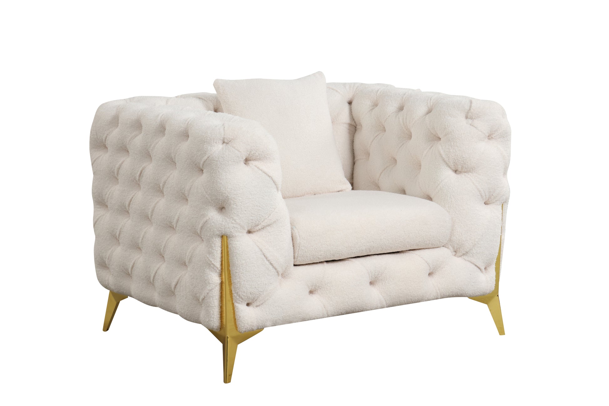 Contempo 3Pc Modern Living Room Set Made With Wood In Cream Cream Wood Primary Living Space Contemporary Faux Fur Wood