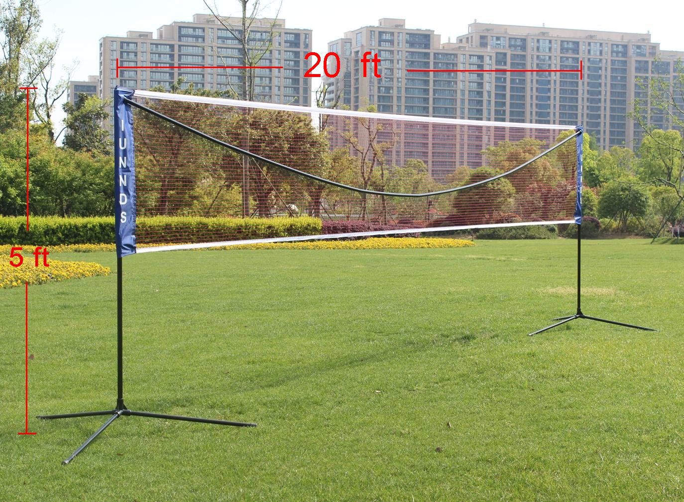 Portable Large Volleyball Badminton Tennis Net With Carrying Bag Stand Frame 20Ft Black Iron