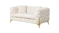 Contempo Modern Style Loveseat Made With Wood In Cream Cream Wood Primary Living Space Contemporary Faux Fur Wood